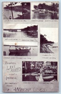 1911 Beautiful Lake Resorts Of Indiana Tippecanoe Webster James Lake Postcard
