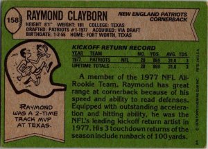 1978 Topps Football Card Raymond Clayborn New England Patriots sk7359