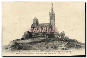 Old Postcard Marseille Basilica of Our Lady of the Guard shooting the apssere...