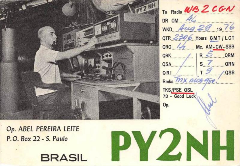 QSL card  Brasil PY2NH Abel Pereira Leite,