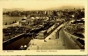 RPPC Aerial View National Walk Barcelona Spain Real Photo Postcard