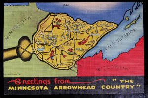 Vintage Postcard 1967 Greetings from Minnesota - Minnesota Arrowhead Country