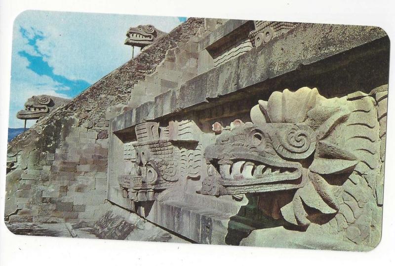 Mexico Temple Feathered Serpent Piramides San Juan Postcard