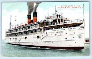 CHICAGO, Illinois IL ~ Excursion Boat CITY of SOUTH HAVEN 1910s Postcard