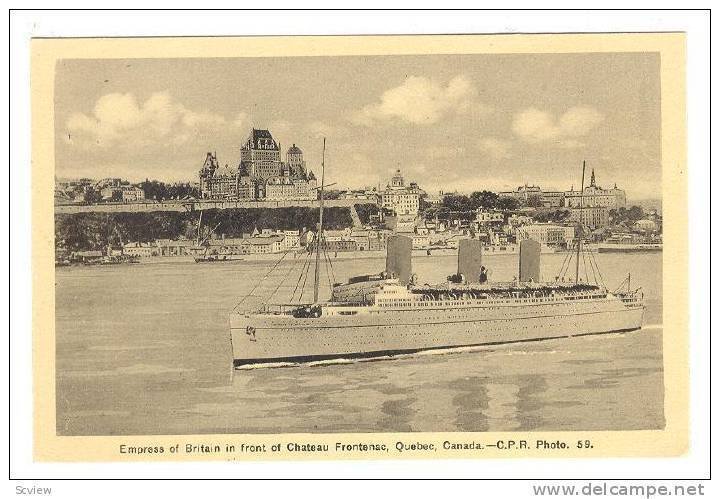 Ocean liner EMPRESS of BRITIAN at Chateau Frontenac , Quebec , Canada , 30-40s