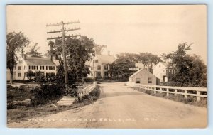 RPPC COLUMBIA FALLS, Maine ME ~ STREET SCENE 1930s Washington County  Postcard