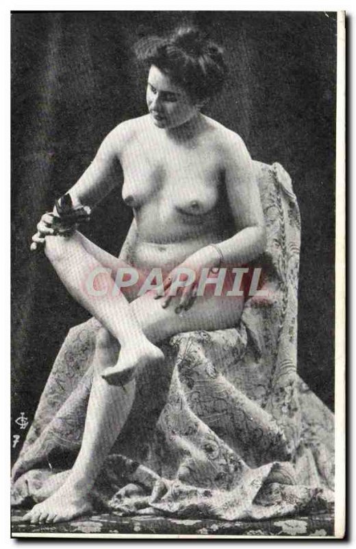 Postcard Old erotic Nude Woman