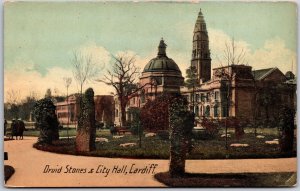 Druid Stones And City Hall Cardiff Wales Landscaped Grounds Postcard