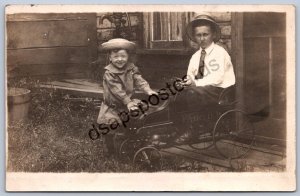 K50/ Interesting RPPC Postcard c1910 Americana Pedal Car Children Smile 7