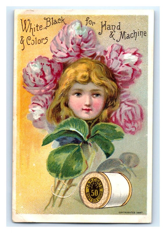 1887 J&P Coats Spool Cotton Child's Head In Flowers P149