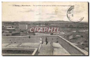 Old Postcard Morocco Morocco Marrakech Partial view to the 2nd plan Gardens a...