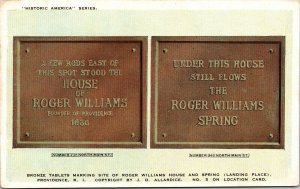 Roger Williams House & Spring Memorial Tablets Providence RI DB Postcard 