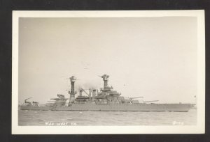 RPPC U.S. NAVY BATTLESHIP USS WEST VIRGINIA SHIP BOAT REAL PHOTO POSTCARD