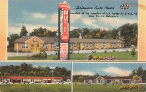 Linen Postcard Delaware Auto Court Hotel Motel in New Castle, Delaware~124476