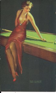 ARCADE CARD, Sexy Woman, MUTOSCOPE, 1940's Pin-Up Glamour Girl,  Pool Table