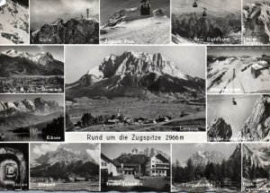 VINTAGE CONTINENTAL SIZE POSTCARD MULTIPLE MOUNTAIN PEAKS VILLAGES AUSTRIA 1958