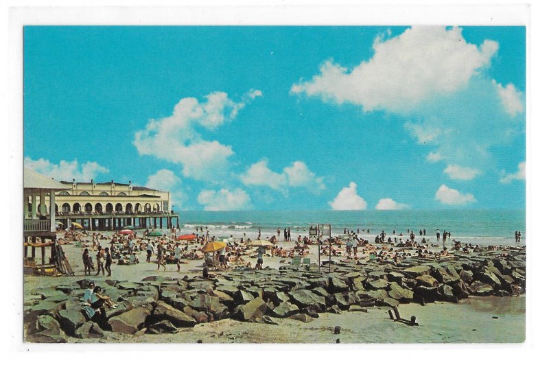 Ocean City NJ 9th Street Beach Rock Jetty Music Pier Vintage New Jersey Postcard