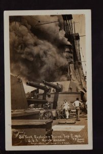 rppc 1910 U.S.S.  NORTH DAKOTA EXPLOSION Fire Disaster US NAVY Ship KB