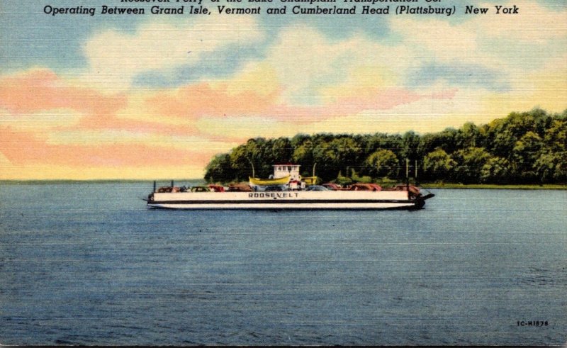 New York Roosevelt Ferry Of The Lake Champlain Transportation Company Curteich