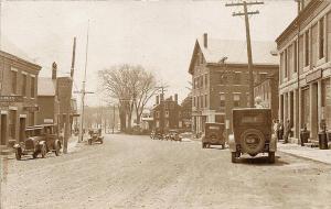 Searsport ME Street View Storefronts Old Cars C.A. Townsend RPPC Postcard