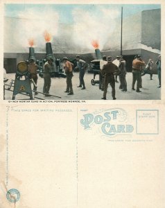 FORTRESS MONROE VA 12 INCH MORTAR GUNS IN ACTION ANTIQUE POSTCARD