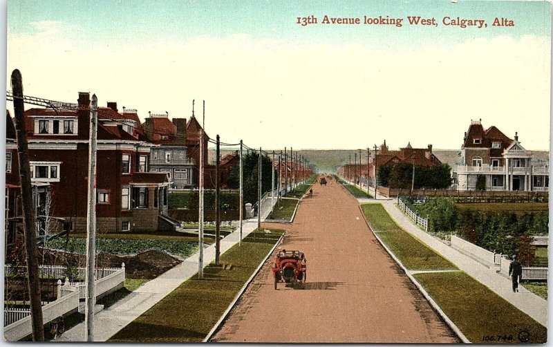 c1910 CALGARY ALBERTA CANADA 13th AVENUE LOOKING WEST STREET VIEW POSTCARD 43-50