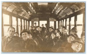 c1920's Mining Train Interior View Miners Wentworth District RPPC Photo Postcard