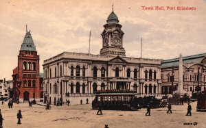 Vintage Postcard Town Hall Building and Port Elizabeth Clock Tower Cape Africa