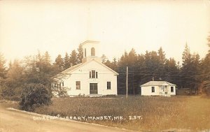 Manset ME Church & Library Eastern Illustrating Real Photo Postcard