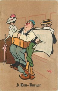 Postcard C-1910 Smelly subway man Limber Lillo Artist 23-2040 