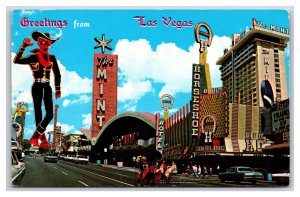 Fremont Street View Greetings From Las Vegas Nevada NV Chrome Postcard V4