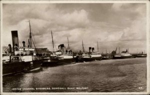 Belfast Ireland Cross Channel Steamers Ships Donegall Quay RPPC Vintage PC