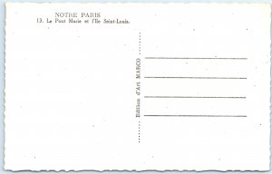 c1920s Paris RPPC Pont Marie Ile Saint-Louis Bridge River Seine Boat Barge A348