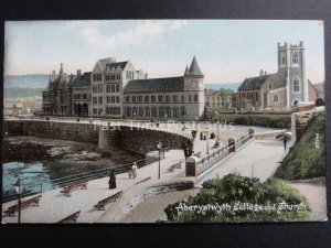 Wales: Aberystwyth College and Church c1906 by Frith No.57146