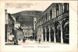 Croatia Dubrovnik Pred Dvorom Rectorenpalast Vintage Postcard 08.58