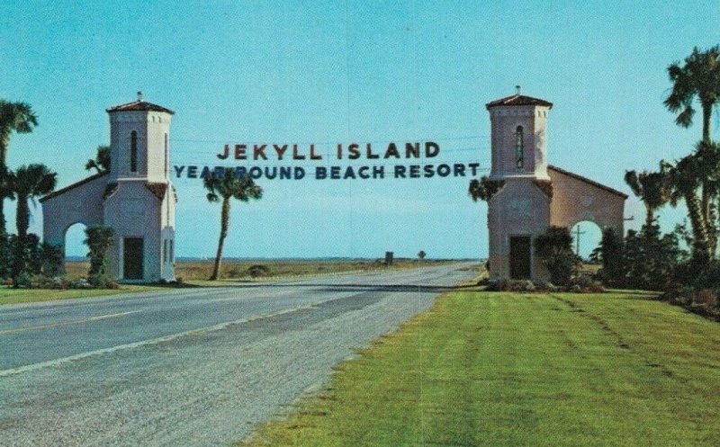 USA Main Entrance to Jekyll Island Georgia Vintage Postcard 07.73 