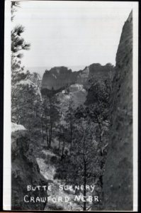 Nebraska CRAWFORD Butte Scenery - RPPC - pm1960