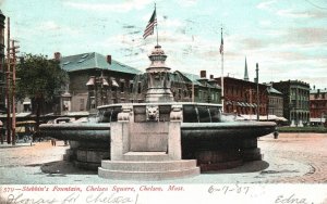 Vintage Postcard 1907 Stebbin's Fountain Chelsea Square Chelsea Massachusetts MA