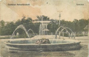 Serbia Palic fountain park view vintage Postcard