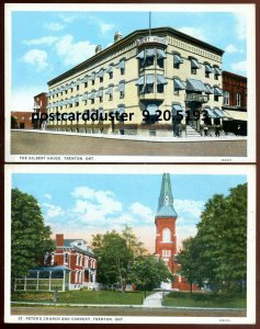 h3894 - TRENTON Ontario 1930s Set of 2 Postcards. Gilbert House. Church