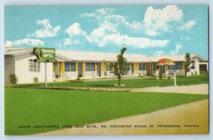 St Petersburg Florida FL Postcard Adams Apartments Building Exterior View 1940