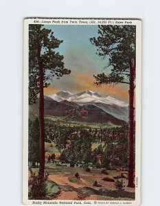 Postcard Longs Peak from Twin Trees, Rocky Mountain National Park, Colorado