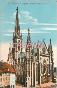 Old Postcard Mulhouse Protestant church St Etienne