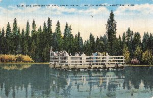 Sightseers on Raft Big Spring Manistique Michigan Postcard 2R5-314