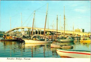 Nassau, Bahamas PARADISE BRIDGE Harbor~Boats~Fishing Boats  4X6 Vintage Postcard