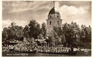 Rattvik Kyrkbatar Lagger Till Sweden Boating Teams Vintage Postcard