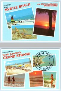 2 Postcards GREETINGS from MYRTLE BEACH, South Carolina SC - Grand Strand 4x6