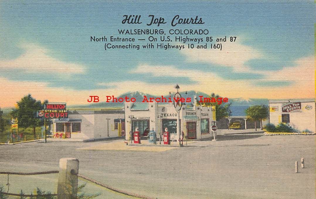 CO, Walsenburg, Colorado, Texaco Gas Station, Hill Top Courts Motel