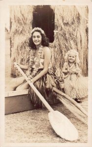 J76/ Hawaii RPPC Postcard c1940s Native Hawaiian Hula Girls 25