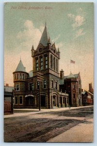 Bridgeport Connecticut CT Postcard Post Office Building Main Street 1910 Vintage
